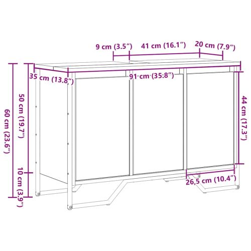 Шкаф за мивка в баня Черния дъб 91 x 35 x 60 см