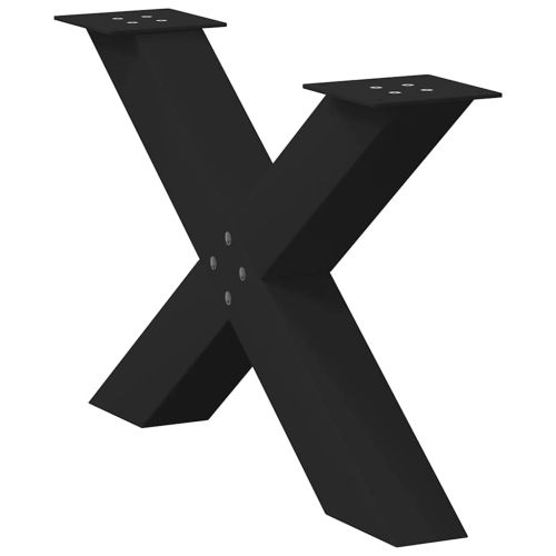 Крака за масичка за кафе, X-образни, 2 бр., черни, 70 x (42-43) см, стомана