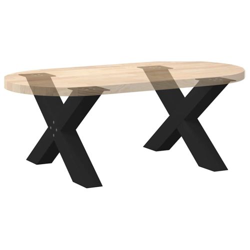 Крака за масичка за кафе, X-образни, 2 бр., черни, 70 x (42-43) см, стомана