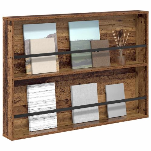 Етажерка за списания с рафт Старо дърво 100 x 12 x 70 см