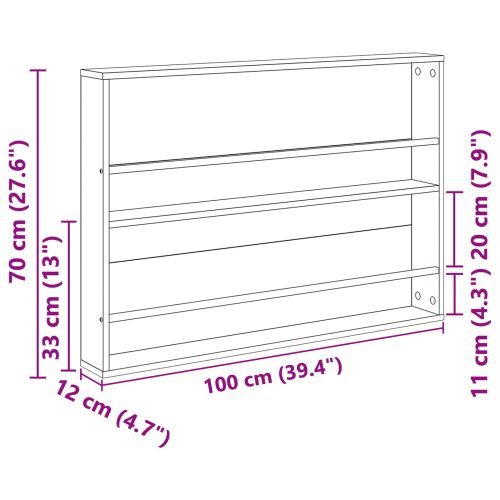 Етажерка за списания с рафт Старо дърво 100 x 12 x 70 см