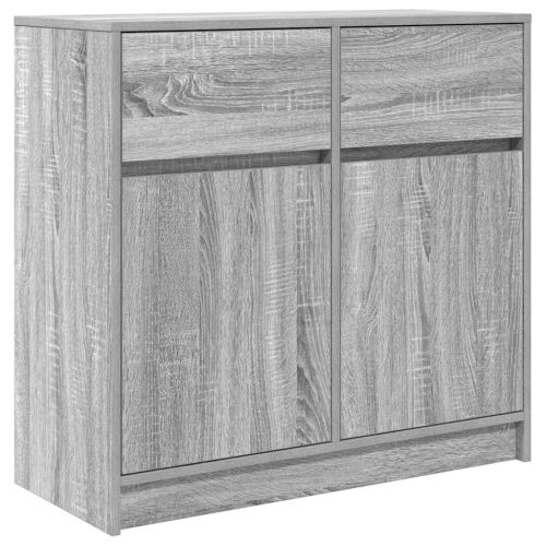 Бюфет с чекмеджета, сив сонома 80x34x76 см инженерно дърво