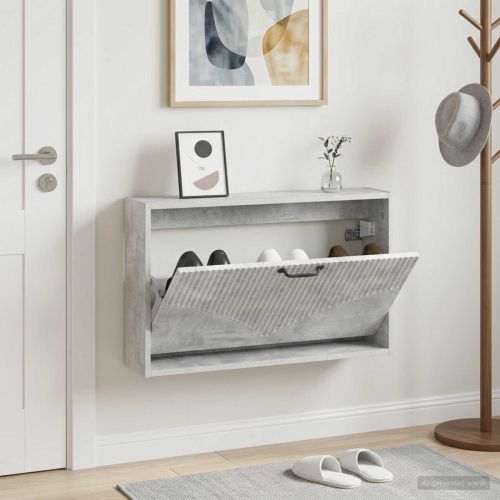 Стенно шкафче за обувки HOORN 71 x 17 x 43 см Бетонно сиво