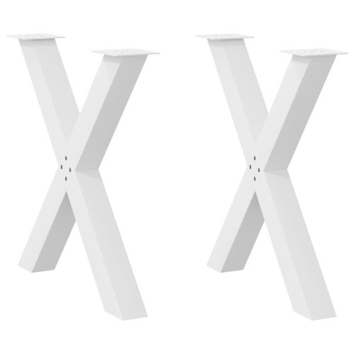 Крака за трапезна маса, X-образни, 2 бр., бели, 70x(72-73) см, стомана