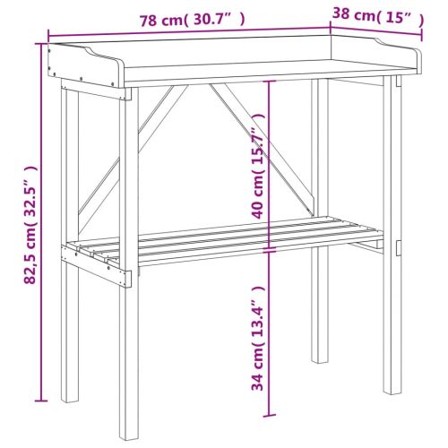 Маса за разсаждане с рафт 78x38x82,5 см масивна ела