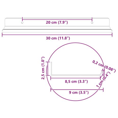 Плаващ рафт 4 бр. Антрацит 30 x 9 x 2,5 см Стомана