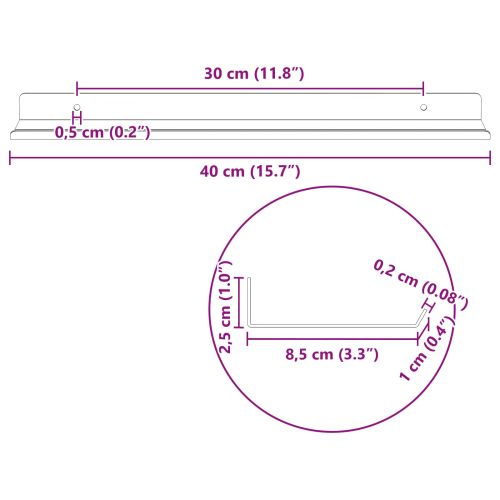 Плаващ рафт 2 бр. Антрацит 40 x 8,5 x 2,5 см Стомана