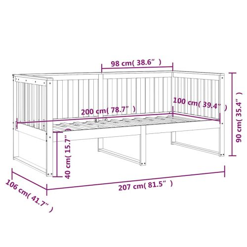 Дневно легло без матрак 100x200 cm масивна дървесина бор