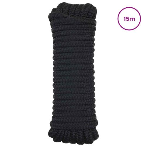 Въже за лодка 12 mm 15 m Черно Полиестер