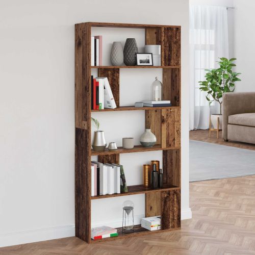 Шкаф за книги 80 x 24 x 159 см Инженерна дървесина Старо дърво