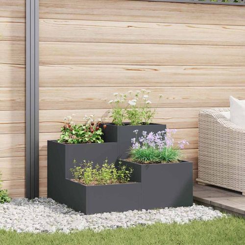 Градинска саксия Антрацит 80 x 80 x 60 см Стомана