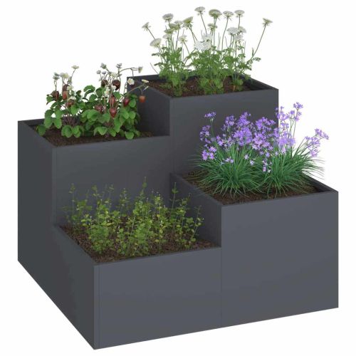 Градинска саксия Антрацит 80 x 80 x 60 см Стомана