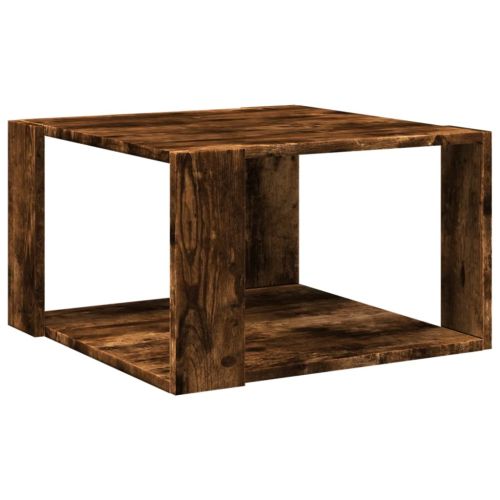 Кафе маса, опушен дъб, 51,5x51,5x30 см, инженерно дърво