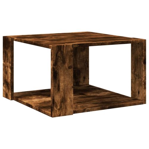 Кафе маса, опушен дъб, 51,5x51,5x30 см, инженерно дърво