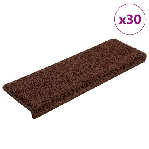 Изтривалки за стълби, 30 бр., 65x21x4 см, кафяви, с правоъгълен кант