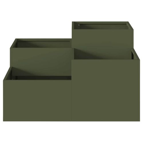 Градинска саксия Маслиненозелен 80 x 80 x 48 см Стомана
