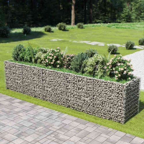 Габион повдигната леха, поцинкована стомана, 450x90x100 cм