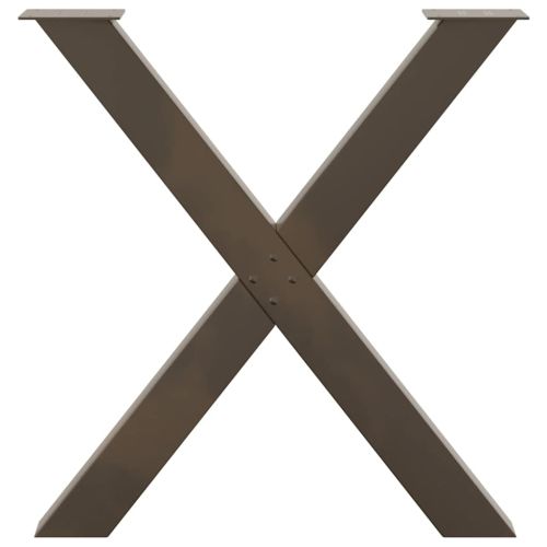 Крака за трапезна маса, X-образни, 2 бр., естествена стомана, 80 x (72-73) см, стомана