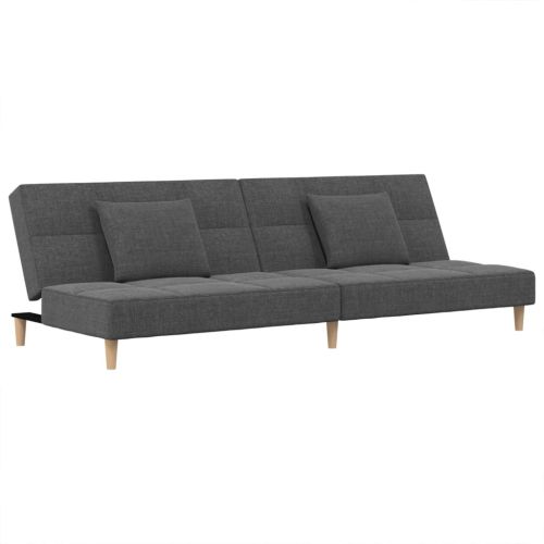 2-местно разтегателно канапе с възглавници, светлосиво, текстил