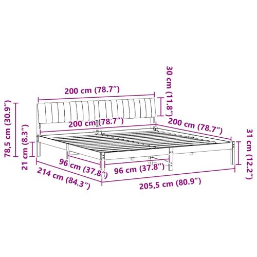 Рамка на леглото Кафяво и таупе 200 x 200 cm Борово дърво масив