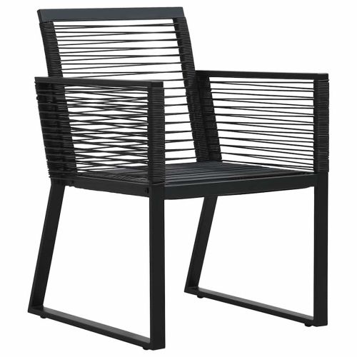 Градински трапезен комплект, 3 части, PVC ратан, черен