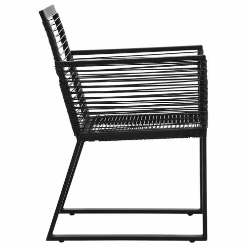 Градински трапезен комплект, 3 части, PVC ратан, черен