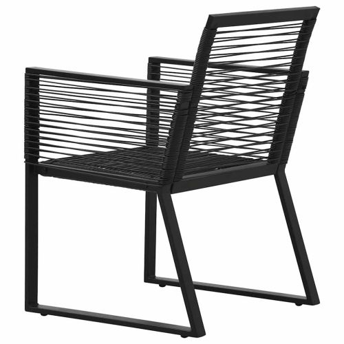 Градински трапезен комплект, 3 части, PVC ратан, черен