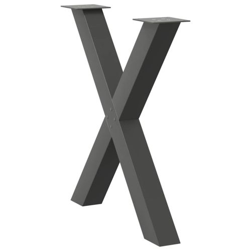 Крака за трапезна маса, X-образни, 3 бр., антрацит, 70x(72-73) см, стомана