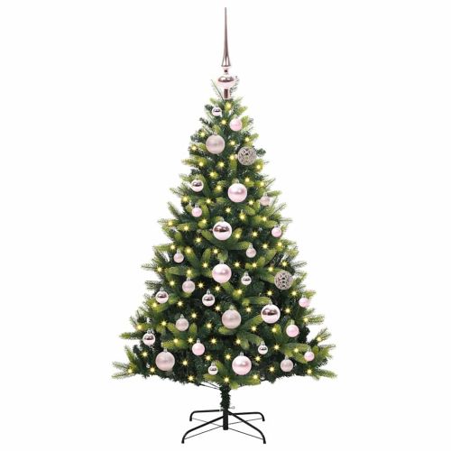 Изкуствен коледен дърво с панти 150 LEDs Зелено 120 cm PVC и PE