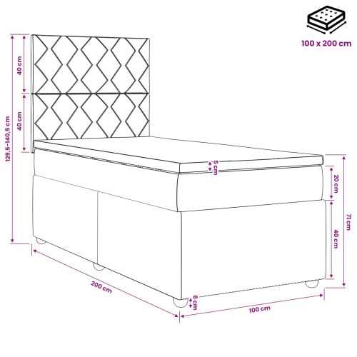 Континентално легло с матрак Синьо 100 x 200 cm Текстил
