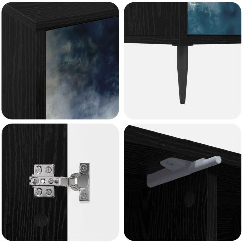 ТВ шкаф RAALTE 102 x 33 x 51 см Черен дъб Инженерна дървесина
