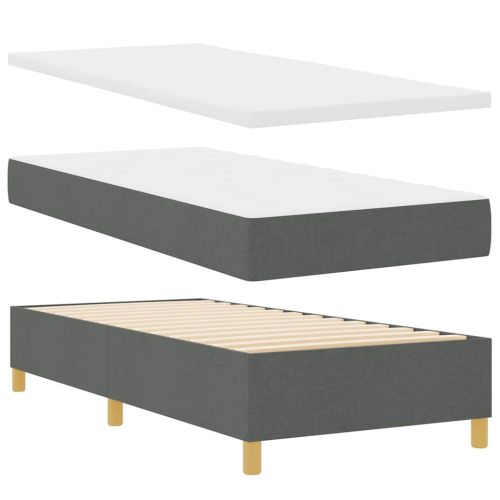 Легло с пружинирана основа Тъмен сив 80 x 200 cm текстил