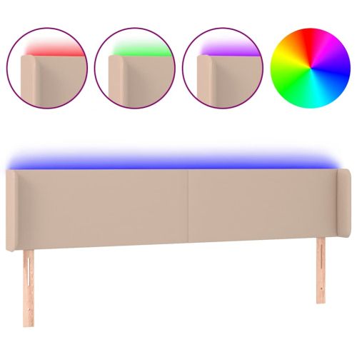 LED Горна табла за легло, капучино, 203x16x78/88 см
