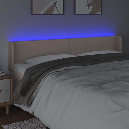 LED Горна табла за легло, капучино, 203x16x78/88 см