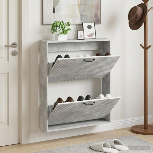 Стенно шкафче за обувки HAARLEM 71 x 17 x 86 см Бетонно сиво