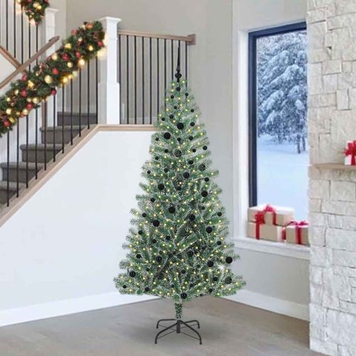 Изкуствена коледна елха със сняг и LED светлина 240 cm