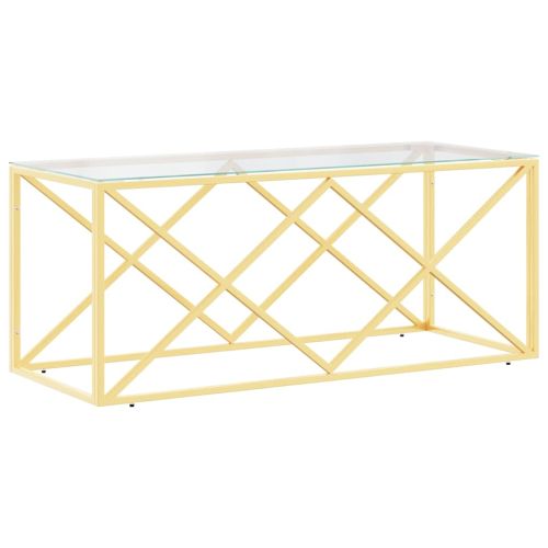 Маса за кафе 110x45x45 cм неръждаема стомана и стъкло