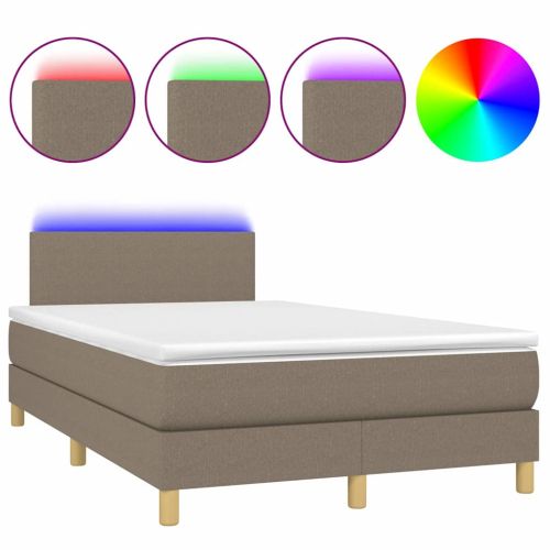 Боксспринг легло с матрак и LED, таупе, 120x200 см, плат
