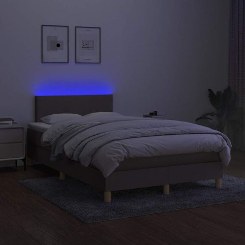 Боксспринг легло с матрак и LED, таупе, 120x200 см, плат