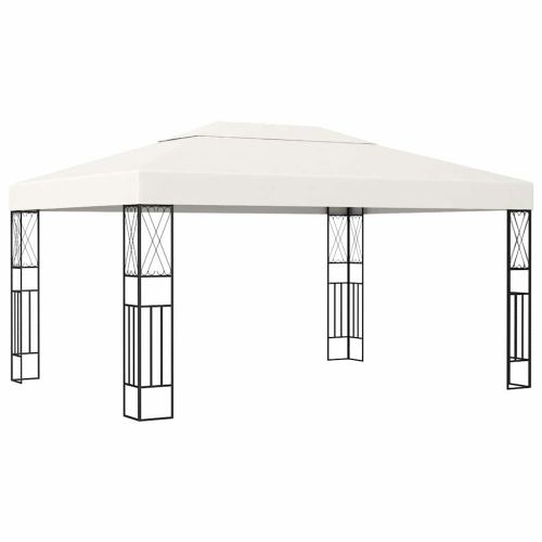 Шатра с LED светещи стрингове, 3х4 м, кремава, текстил