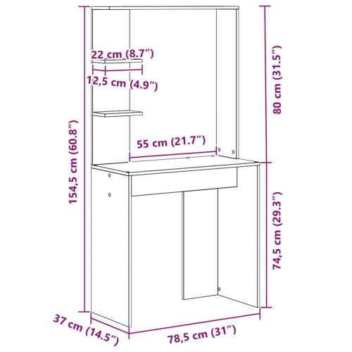 Бюро Бяло Инженерна дървесина 78,5 x 37 x 154,5 см