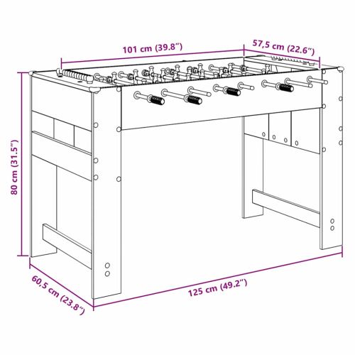 Маса за фуутбол Бетонно Сиво 125 x 60,5 x 80 см