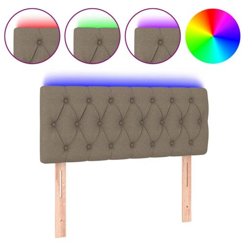 LED горна табла за легло, таупе, 100x7x78/88 см, плат