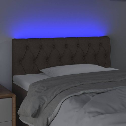 LED горна табла за легло, таупе, 100x7x78/88 см, плат