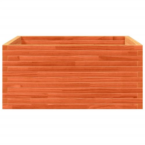 Градинска кашпа, восъчнокафяв 100x100x46 см борово дърво масив