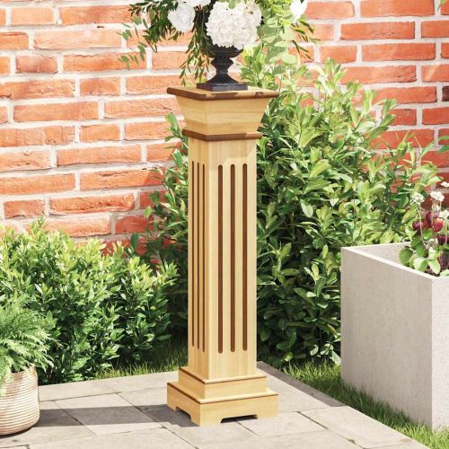 Класическа стойка за цветя квадрат светло дърво 17x17x66 см МДФ