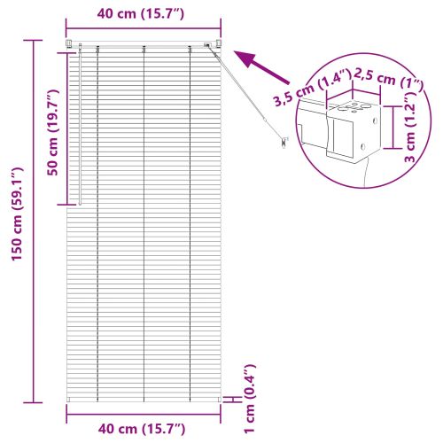 Венецианска щора Черен 150 x 40 см 25 mm ПВЦ