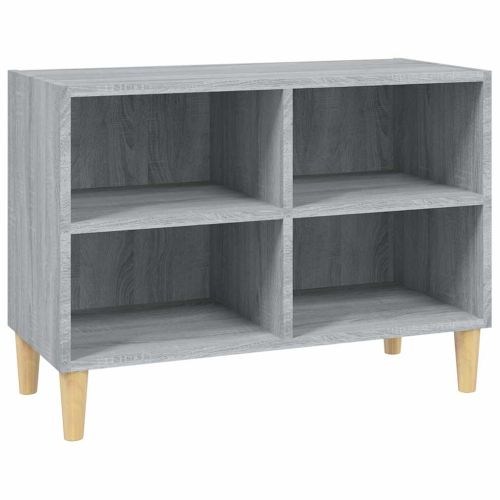 ТВ шкаф с крака от масивно дърво, сив сонома 69,5x30x50 см