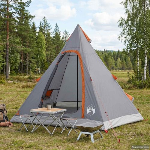 Tipi Tent Water-Resistant 3-местен Сив и оранжев