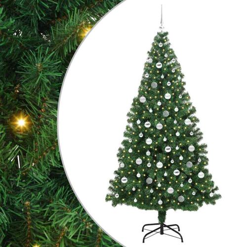 С изкуствено коледно дърво с 300 LED светодиода Зелен 210 cm